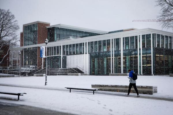 Photo of winter day on campus with snow